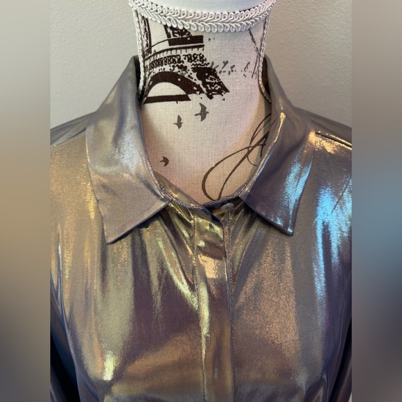 NWT Anthropology Metallic Button-Up Shirt - Picture 15 of 15